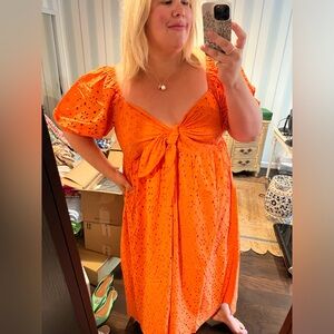 NWT! ELOQUII Eyelet Maxi Dress in Orange / Size 24